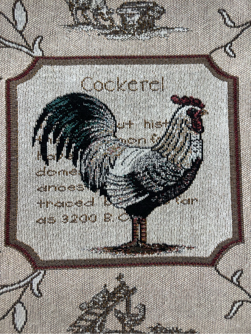 Rooster Tapestry Decorative Table runner - Beige